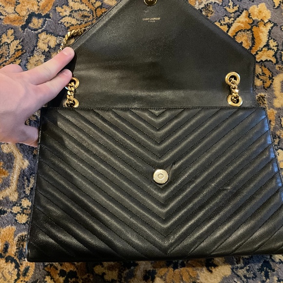 YSL Monogram Large Matelasse Envelope Bag w gold - Picture 6 of 6